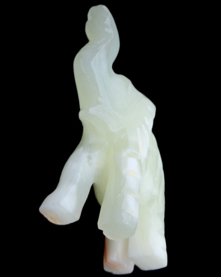 Afghan Jade hand-carved Elephant 65*29*111mm 225g in sunlight - Rocks and Things Store