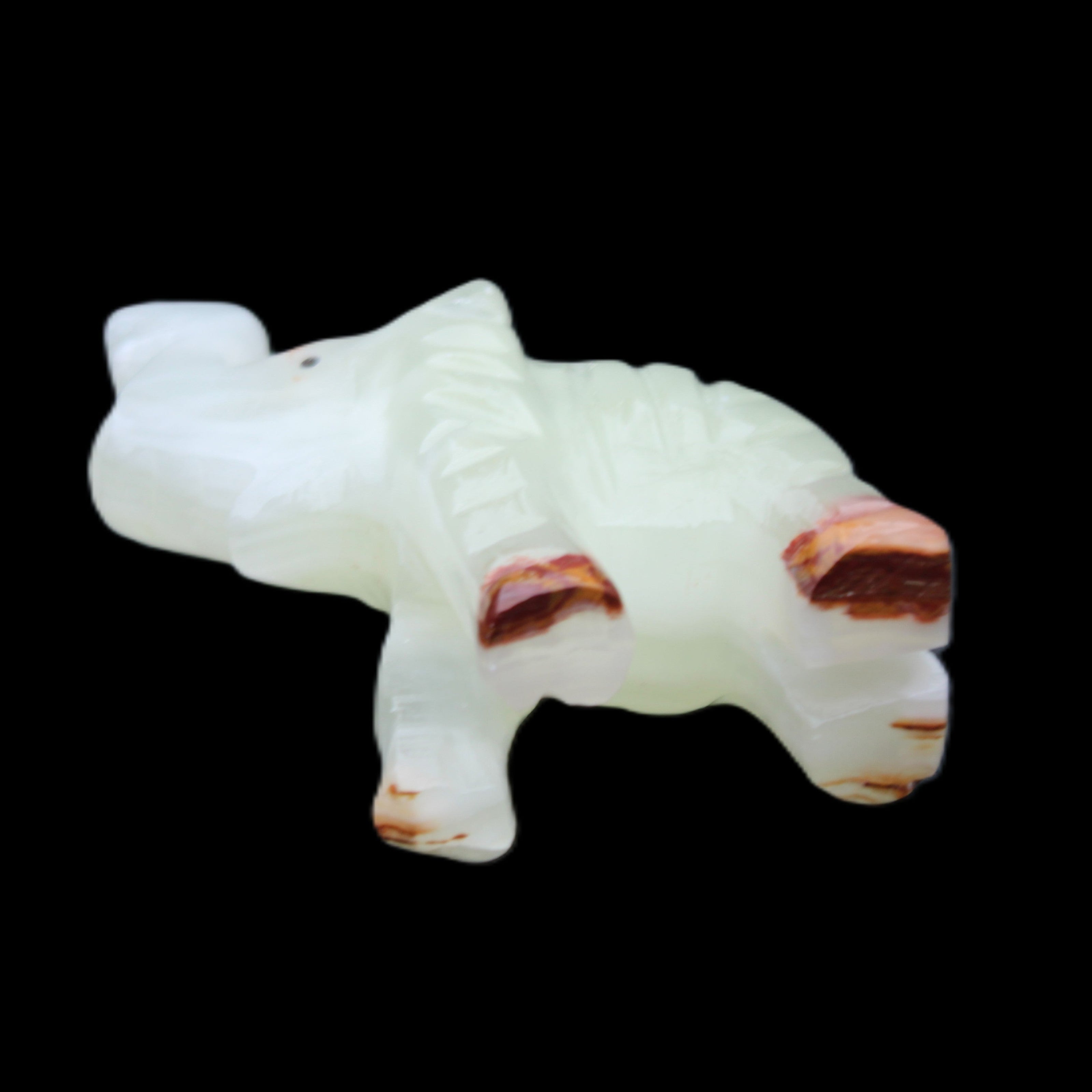 Afghan Jade hand-carved Elephant 68*28*110mm 225g in sunlight - Rocks and Things Store