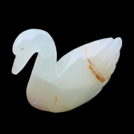 Afghan Jade hand-carved Swan 100*35*82mm 295g in sunlight - Rocks and Things Store