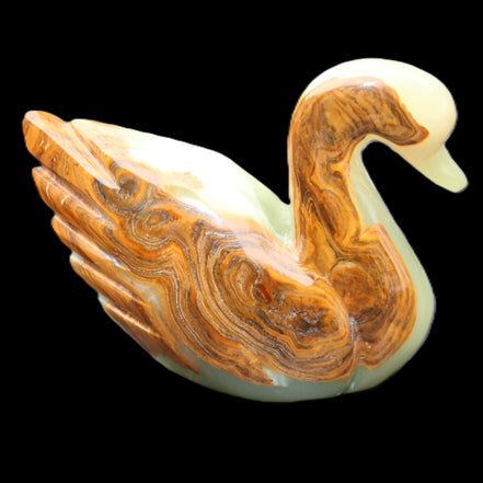 Afghan Jade hand-carved Swan 103*33*76mm 309g in sunlight - Rocks and Things Store