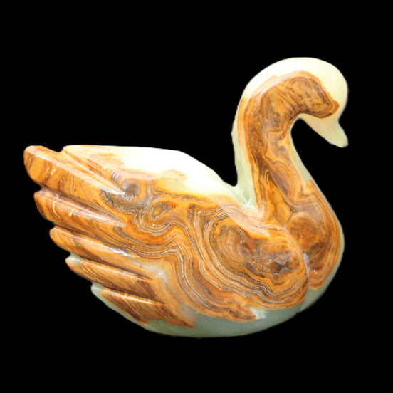 Afghan Jade hand-carved Swan 103*33*76mm 309g in sunlight - Rocks and Things Store