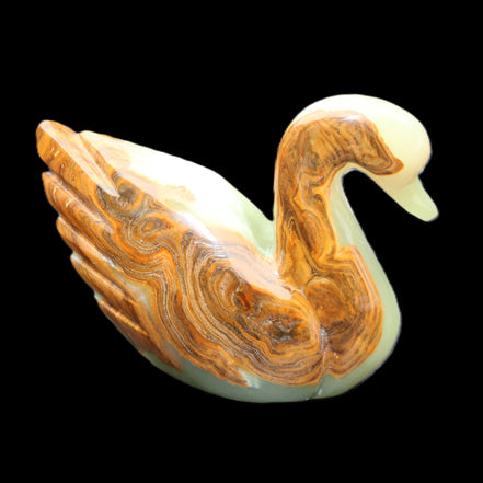 Afghan Jade hand-carved Swan 103*33*76mm 309g in sunlight - Rocks and Things Store