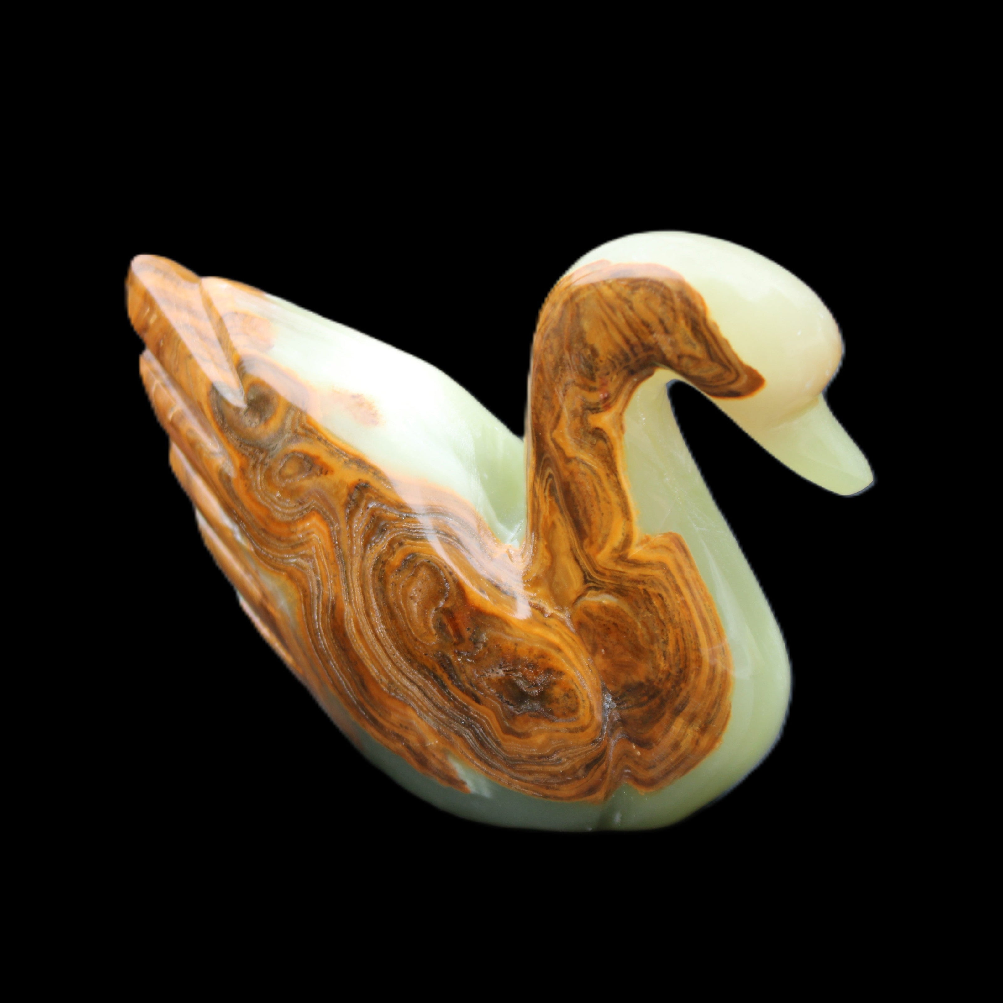 Afghan Jade hand-carved Swan 103*33*76mm 309g in sunlight - Rocks and Things Store