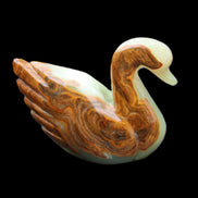 Afghan Jade hand-carved Swan 103*33*76mm 309g in sunlight - Rocks and Things Store