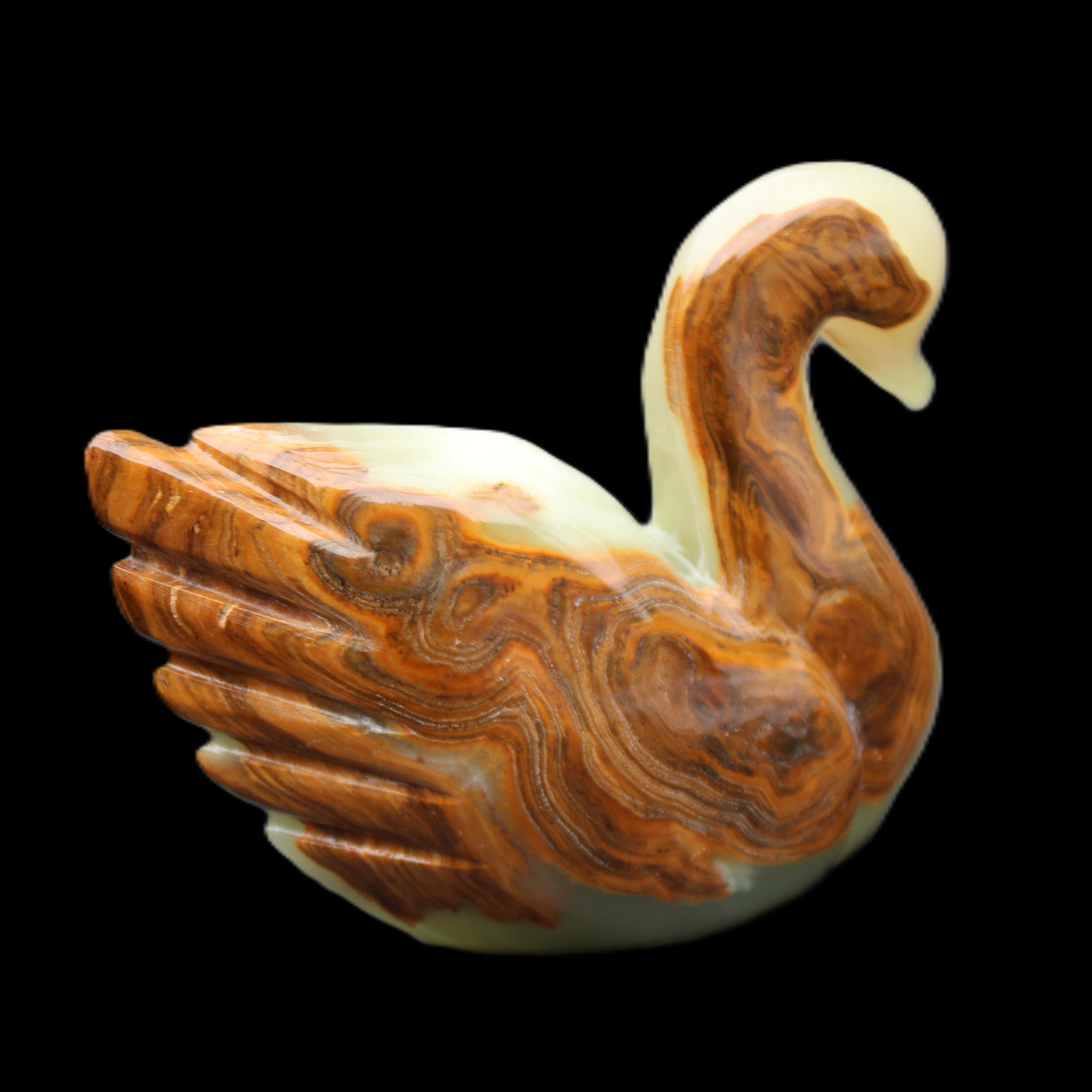 Afghan Jade hand-carved Swan 103*33*76mm 309g in sunlight - Rocks and Things Store