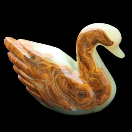 Afghan Jade hand-carved Swan 103*33*76mm 309g in sunlight - Rocks and Things Store