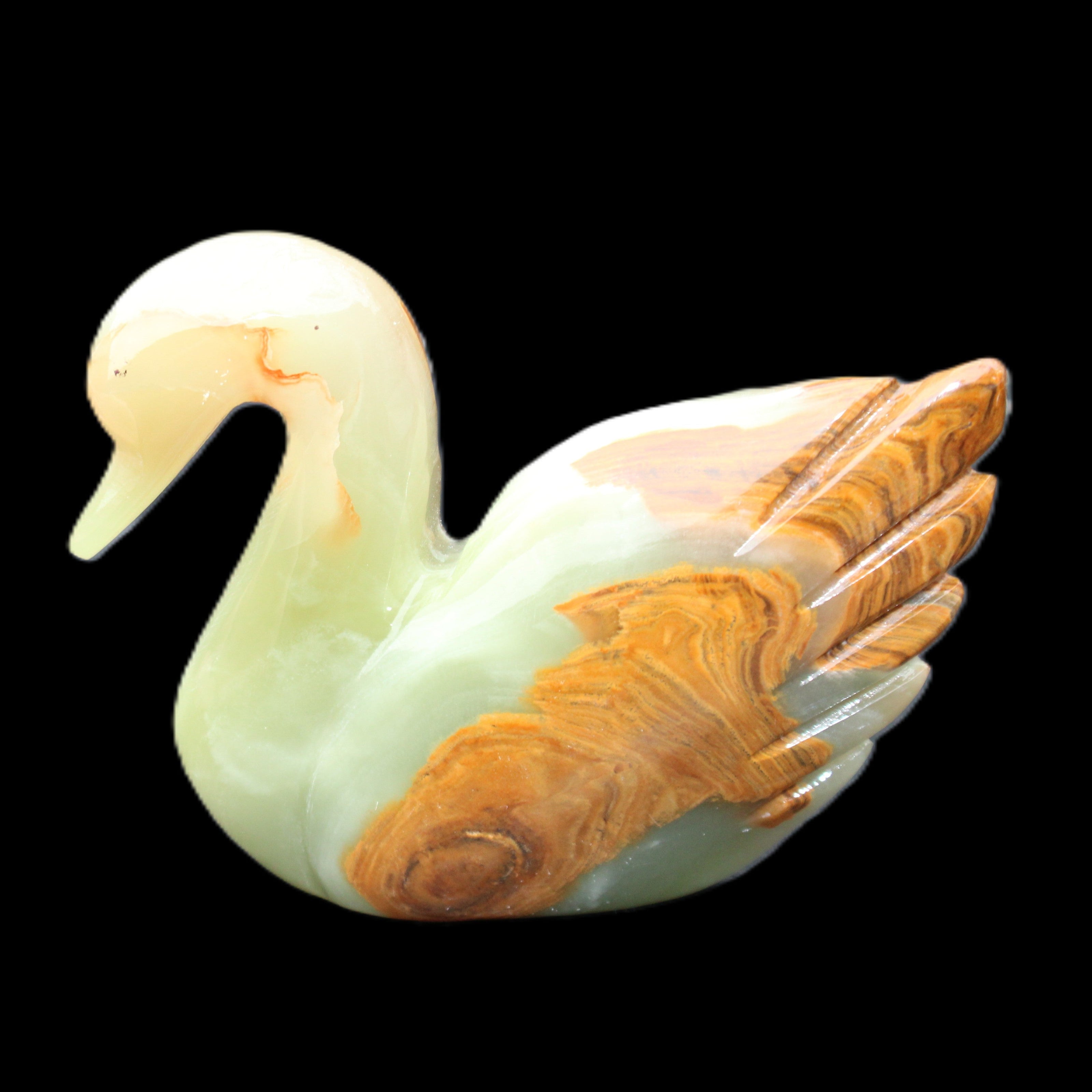 Afghan Jade hand-carved Swan 103*33*76mm 309g in sunlight - Rocks and Things Store