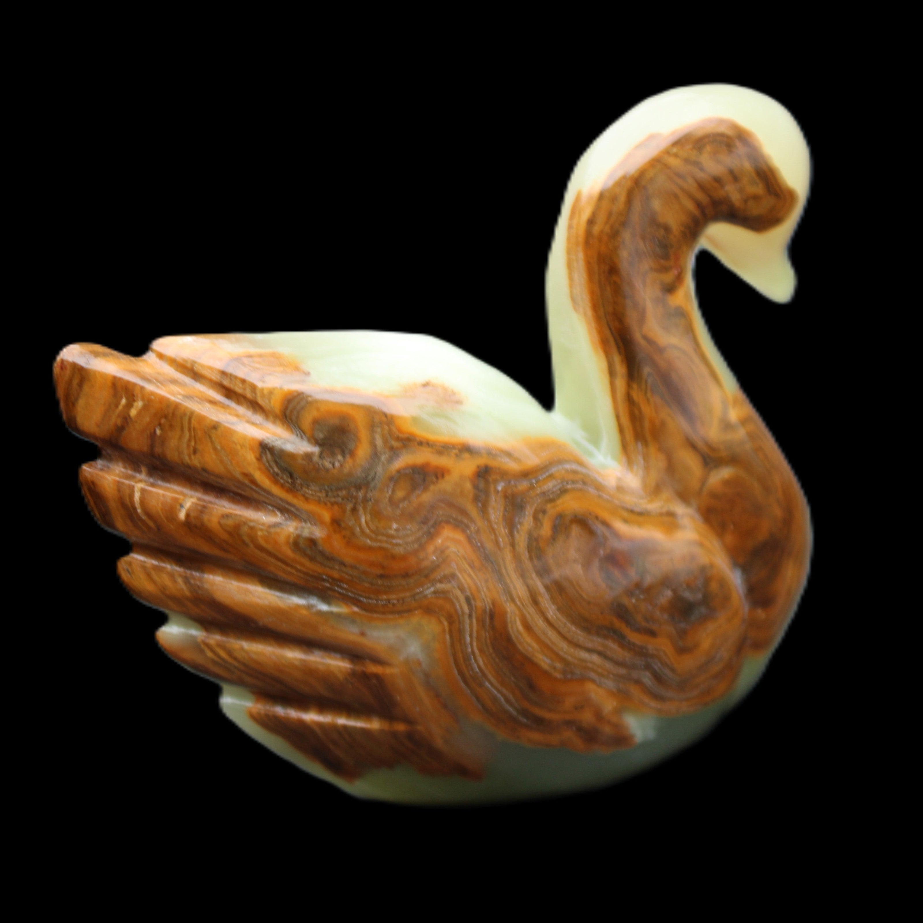 Afghan Jade hand-carved Swan 103*33*76mm 309g in sunlight - Rocks and Things Store
