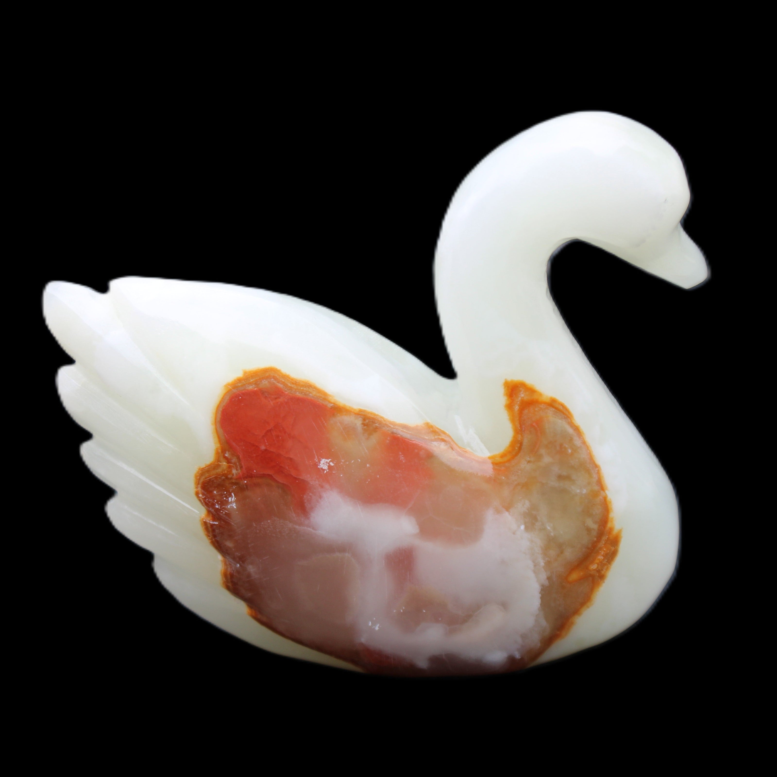 Afghan Jade hand-carved Swan 95*31*84mm 312g in sunlight - Rocks and Things Store
