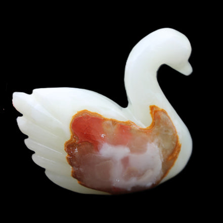 Afghan Jade hand-carved Swan 95*31*84mm 312g in sunlight - Rocks and Things Store