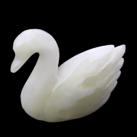 Afghan Jade hand-carved Swan 95*31*84mm 312g in sunlight - Rocks and Things Store