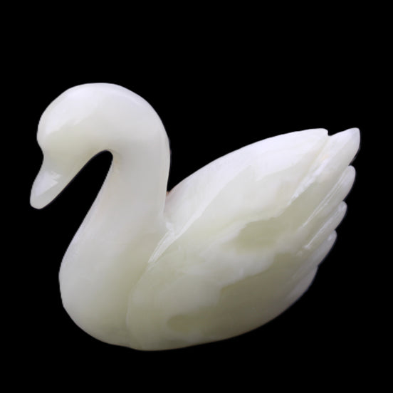 Afghan Jade hand-carved Swan 95*31*84mm 312g in sunlight - Rocks and Things Store