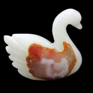 Afghan Jade hand-carved Swan 95*31*84mm 312g in sunlight - Rocks and Things Store