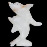 Afghan Jade hand-carved leaping Dolphin pair 78*37*105mm 256g in sunlight - Rocks and Things Store