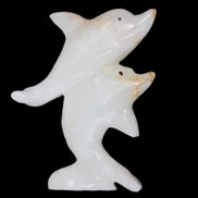 Afghan Jade hand-carved leaping Dolphin pair 78*37*105mm 256g in sunlight - Rocks and Things Store