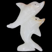 Afghan Jade hand-carved leaping Dolphin pair 78*37*105mm 256g in sunlight - Rocks and Things Store