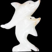 Afghan Jade hand-carved leaping Dolphin pair 78*37*105mm 256g in sunlight - Rocks and Things Store