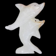 Afghan Jade hand-carved leaping Dolphin pair 78*37*105mm 256g in sunlight - Rocks and Things Store