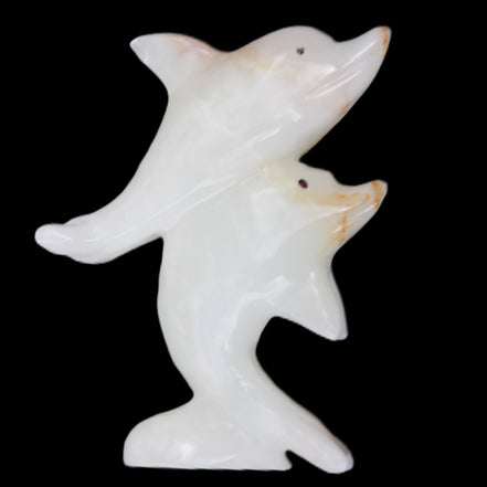 Afghan Jade hand-carved leaping Dolphin pair 78*37*105mm 256g in sunlight - Rocks and Things Store