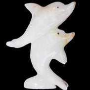 Afghan Jade hand-carved leaping Dolphin pair 78*37*105mm 256g in sunlight - Rocks and Things Store