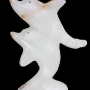 Afghan Jade hand-carved leaping Dolphin pair 78*37*105mm 256g in sunlight - Rocks and Things Store