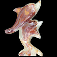 Afghan Jade hand-carved leaping Dolphin pair 90*35*111mm 238g in sunlight - Rocks and Things Store