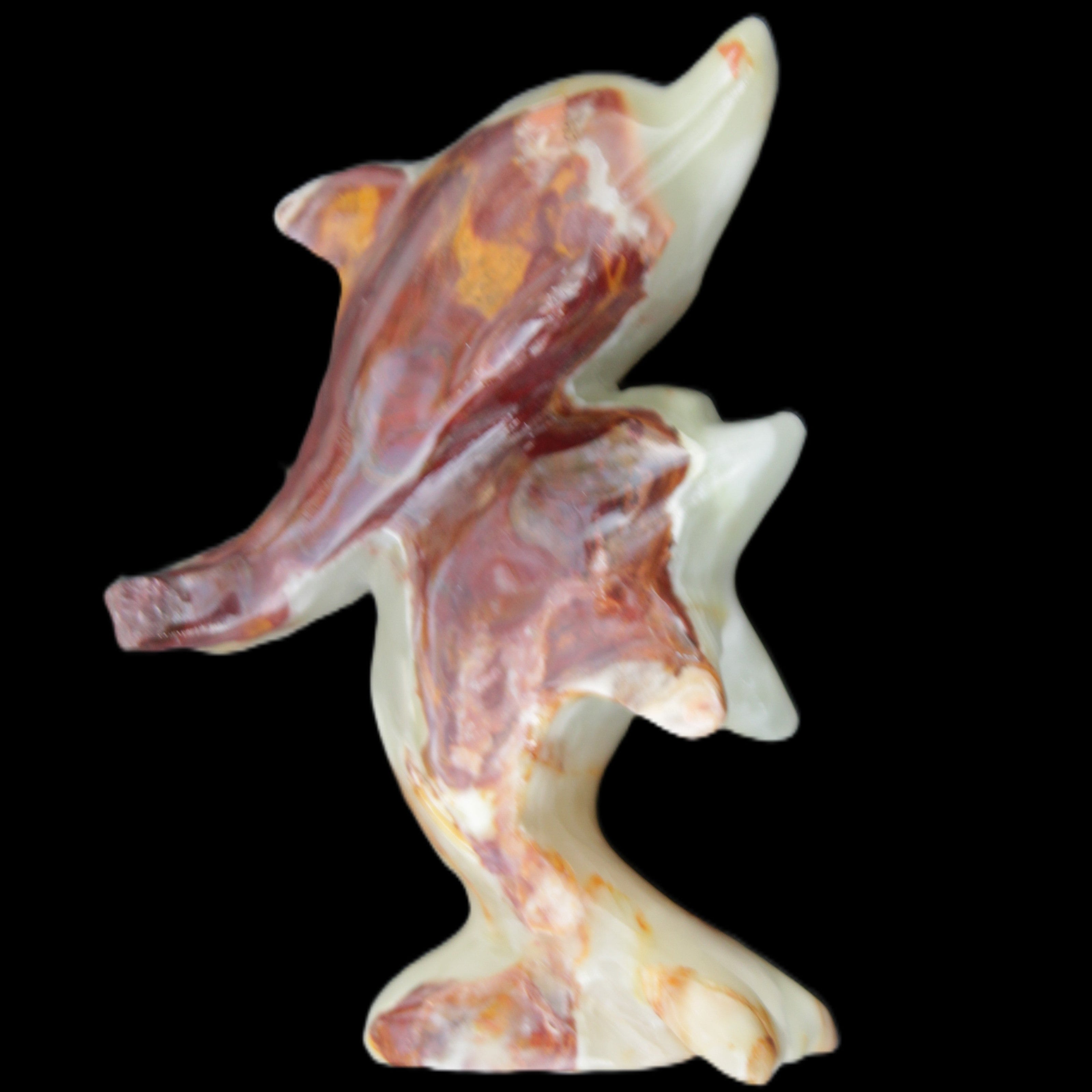 Afghan Jade hand-carved leaping Dolphin pair 90*35*111mm 238g in sunlight - Rocks and Things Store