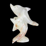 Afghan Jade hand-carved leaping Dolphin pair 90*35*111mm 238g in sunlight - Rocks and Things Store