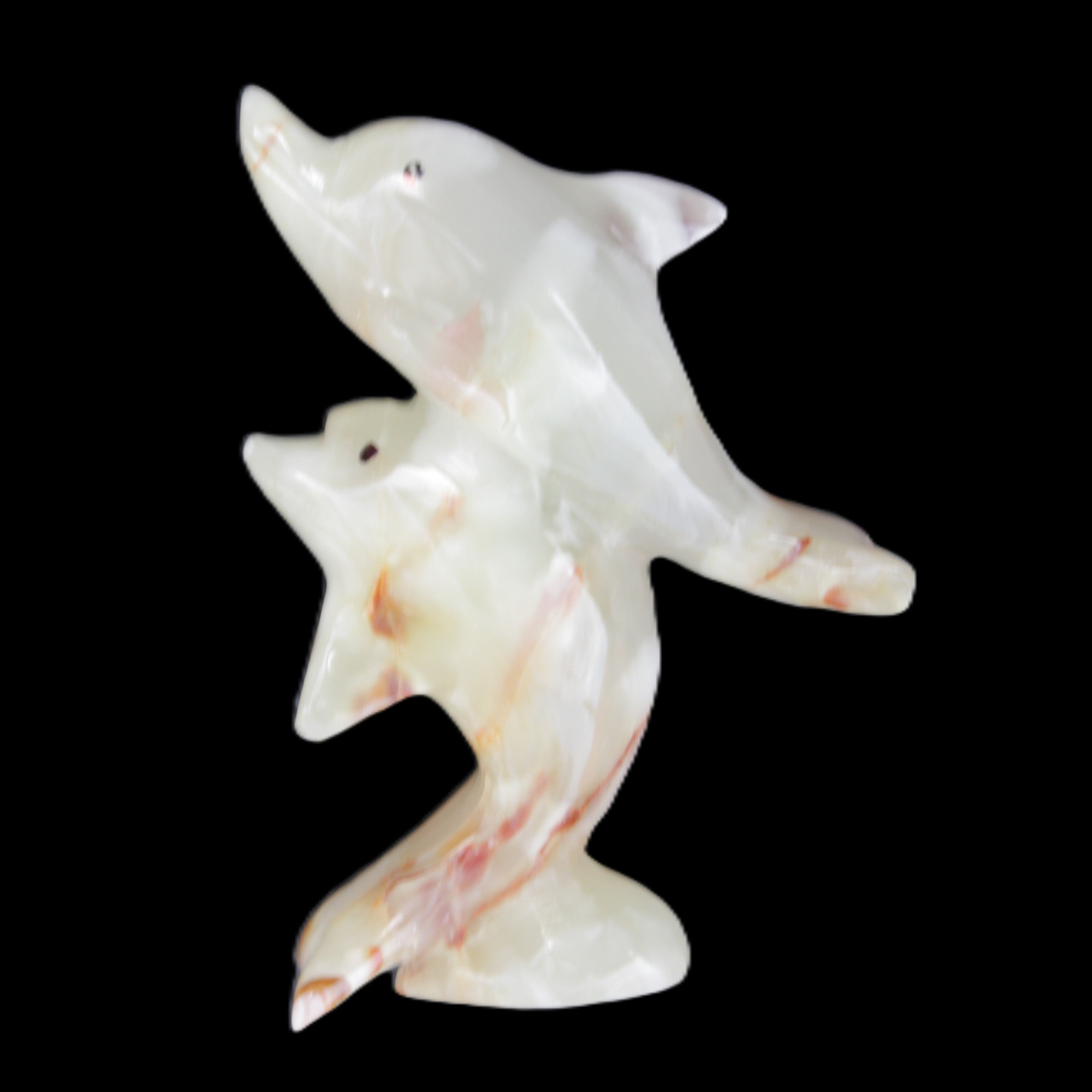 Afghan Jade hand-carved leaping Dolphin pair 90*35*111mm 238g in sunlight - Rocks and Things Store