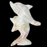 Afghan Jade hand-carved leaping Dolphin pair 90*35*111mm 238g in sunlight - Rocks and Things Store