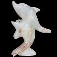Afghan Jade hand-carved leaping Dolphin pair 90*35*111mm 238g in sunlight - Rocks and Things Store