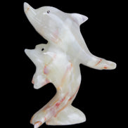 Afghan Jade hand-carved leaping Dolphin pair 90*35*111mm 238g in sunlight - Rocks and Things Store