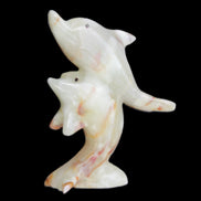Afghan Jade hand-carved leaping Dolphin pair 90*35*111mm 238g in sunlight - Rocks and Things Store