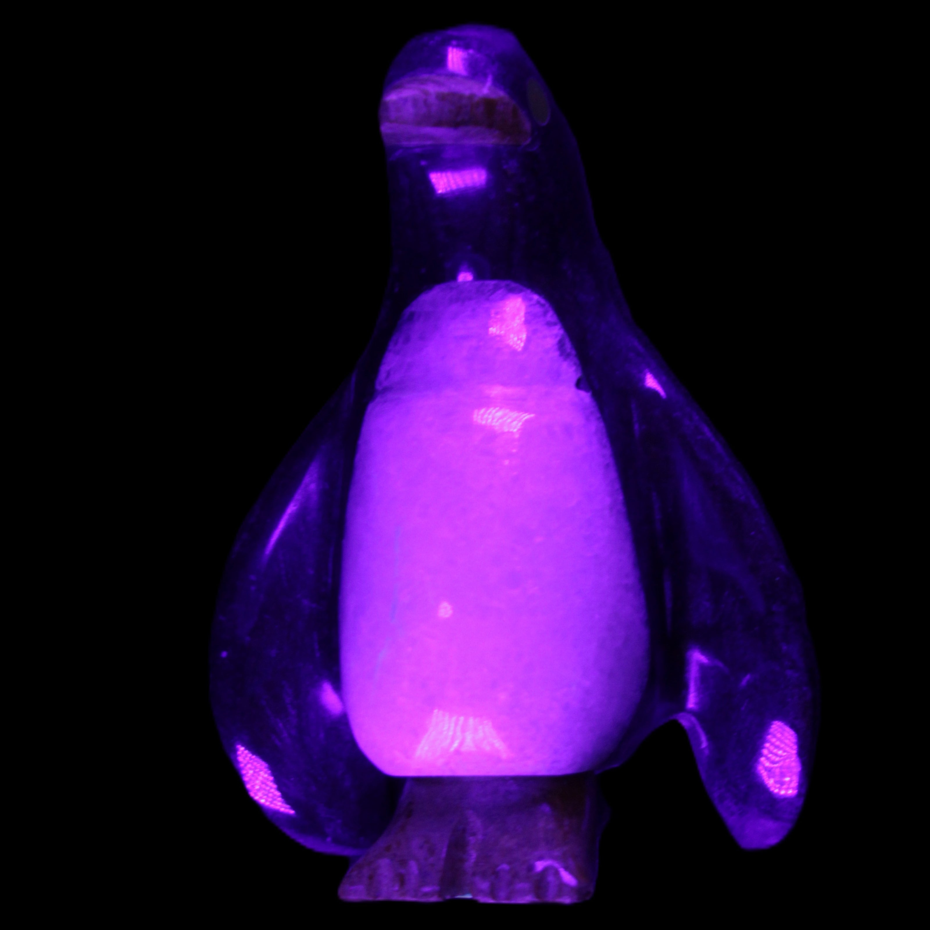 Jade and marble hand-carved Penguin 68*45*97mm 282g in UV light - Rocks and Things Store