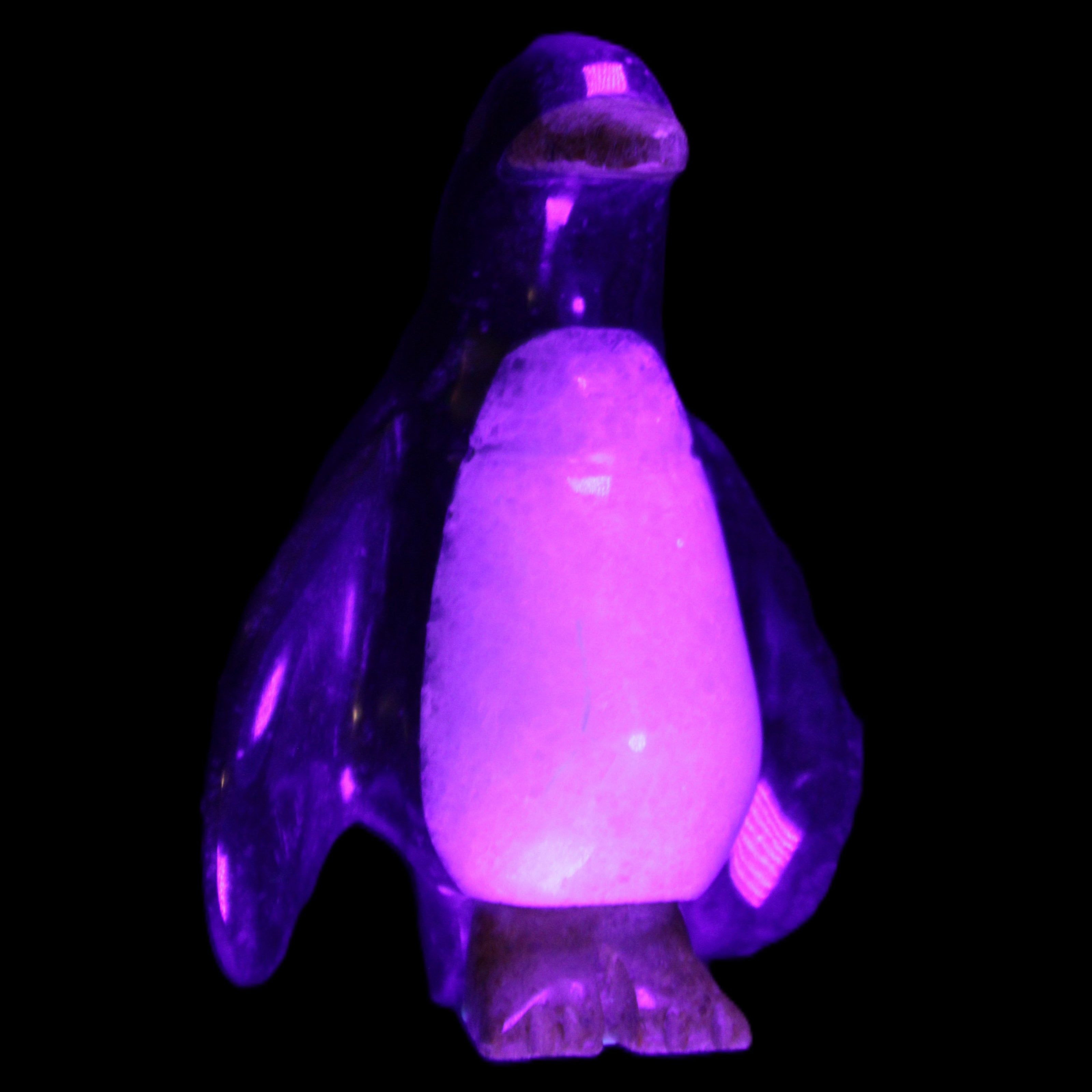 Jade and marble hand-carved Penguin 68*45*97mm 282g in UV light - Rocks and Things Store