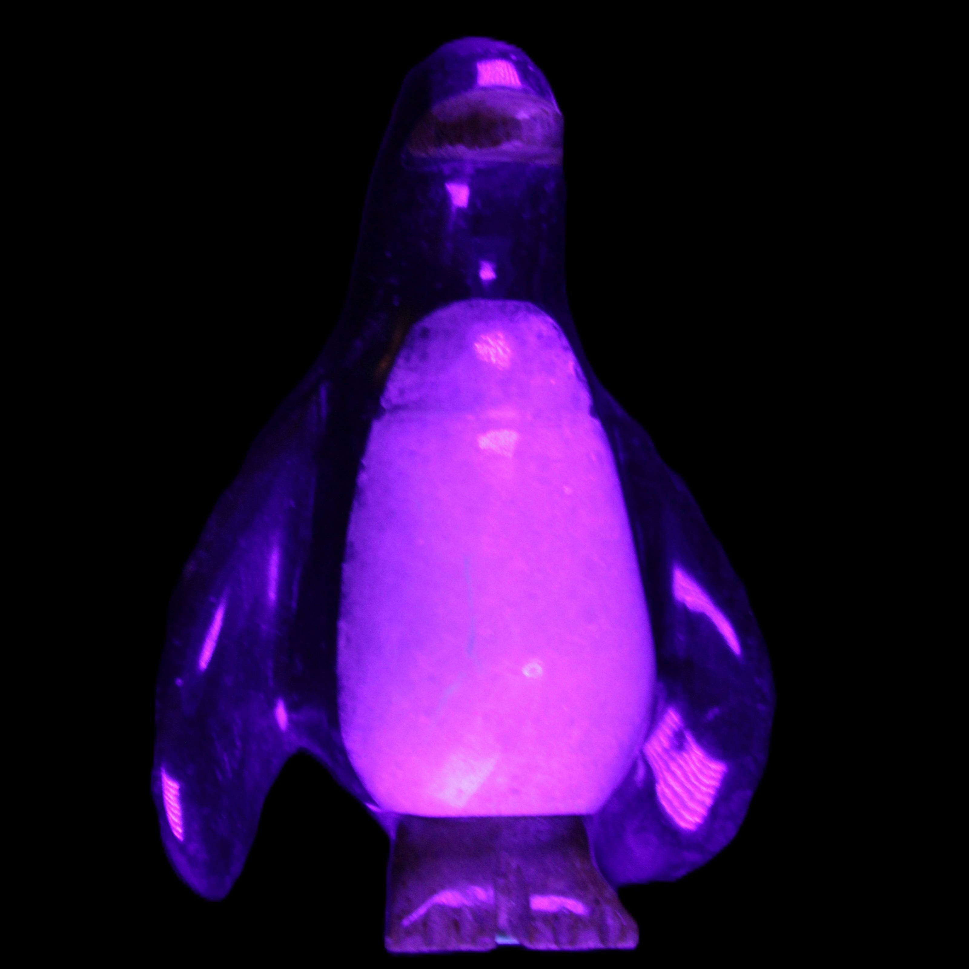 Jade and marble hand-carved Penguin 68*45*97mm 282g in UV light - Rocks and Things Store