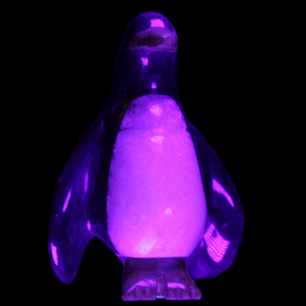 Jade and marble hand-carved Penguin 68*45*97mm 282g in UV light - Rocks and Things Store