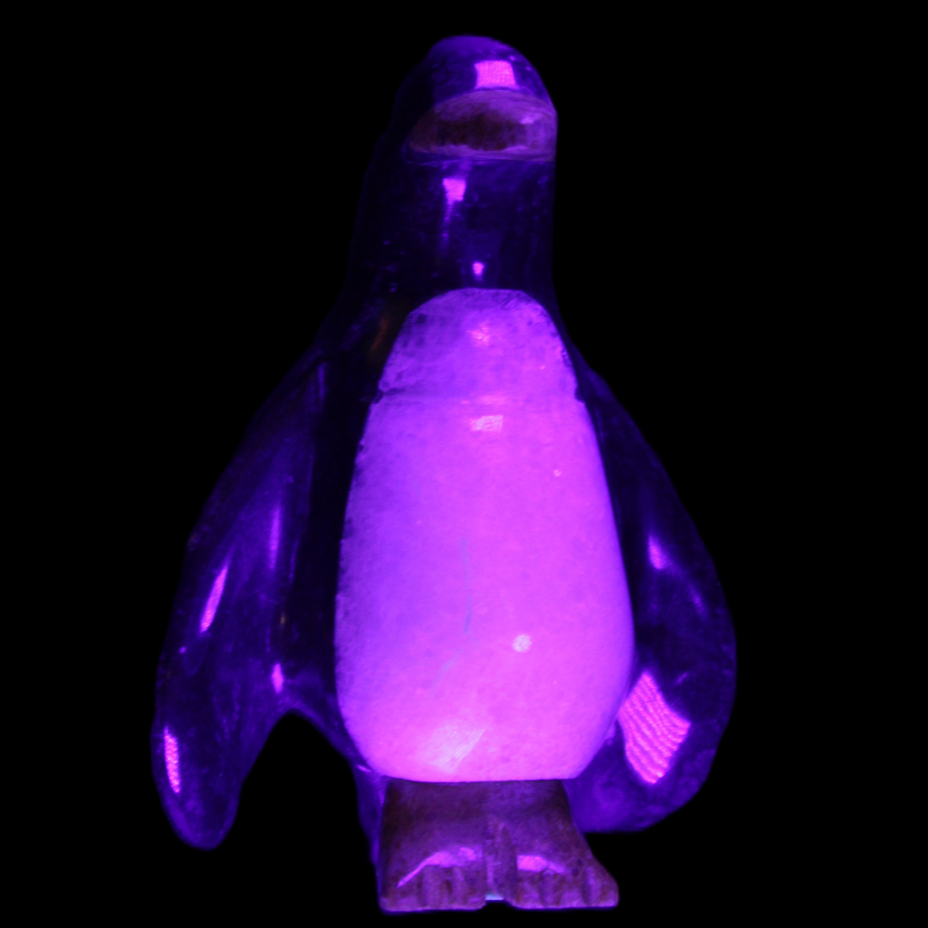 Jade and marble hand-carved Penguin 68*45*97mm 282g in UV light - Rocks and Things Store