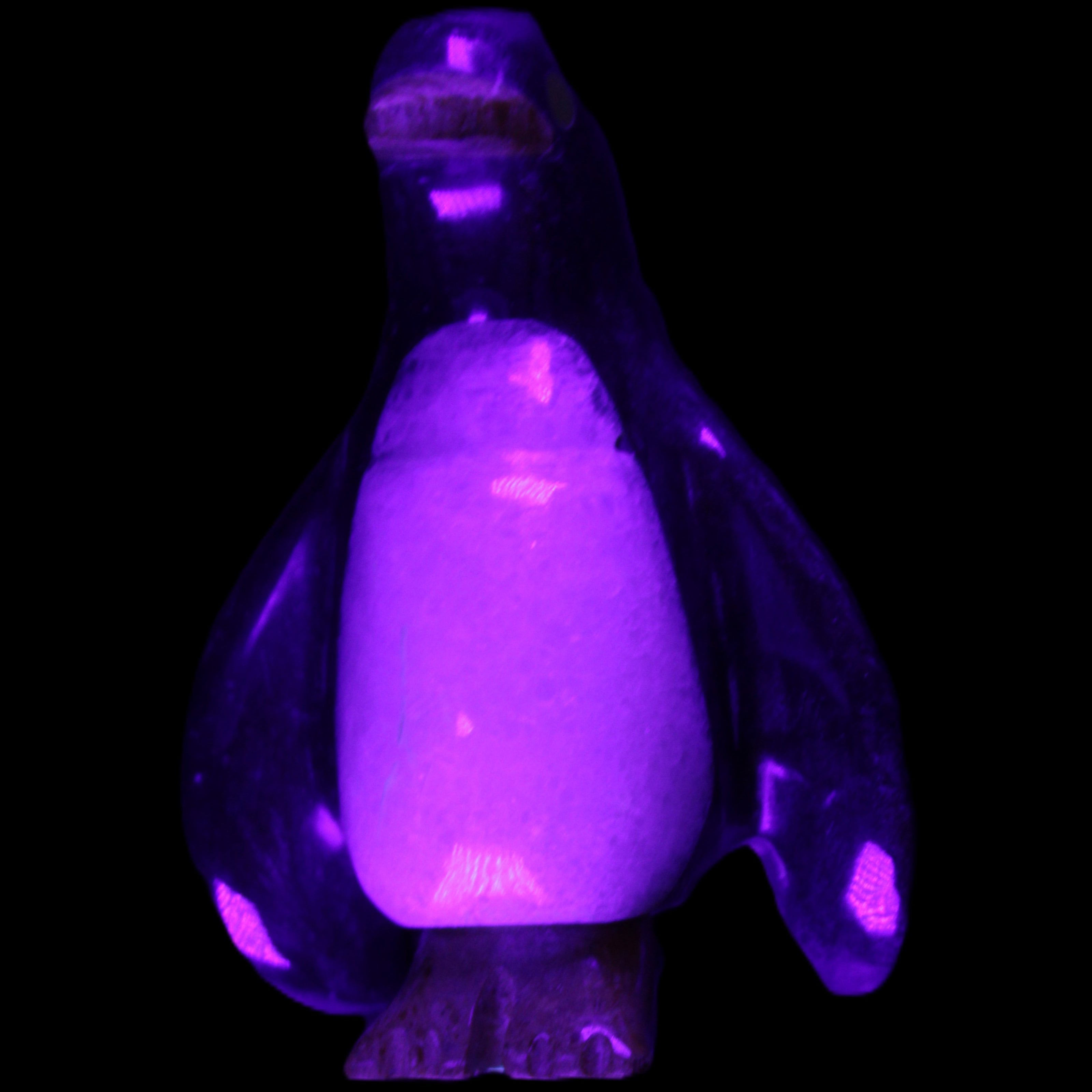 Jade and marble hand-carved Penguin 68*45*97mm 282g in UV light - Rocks and Things Store
