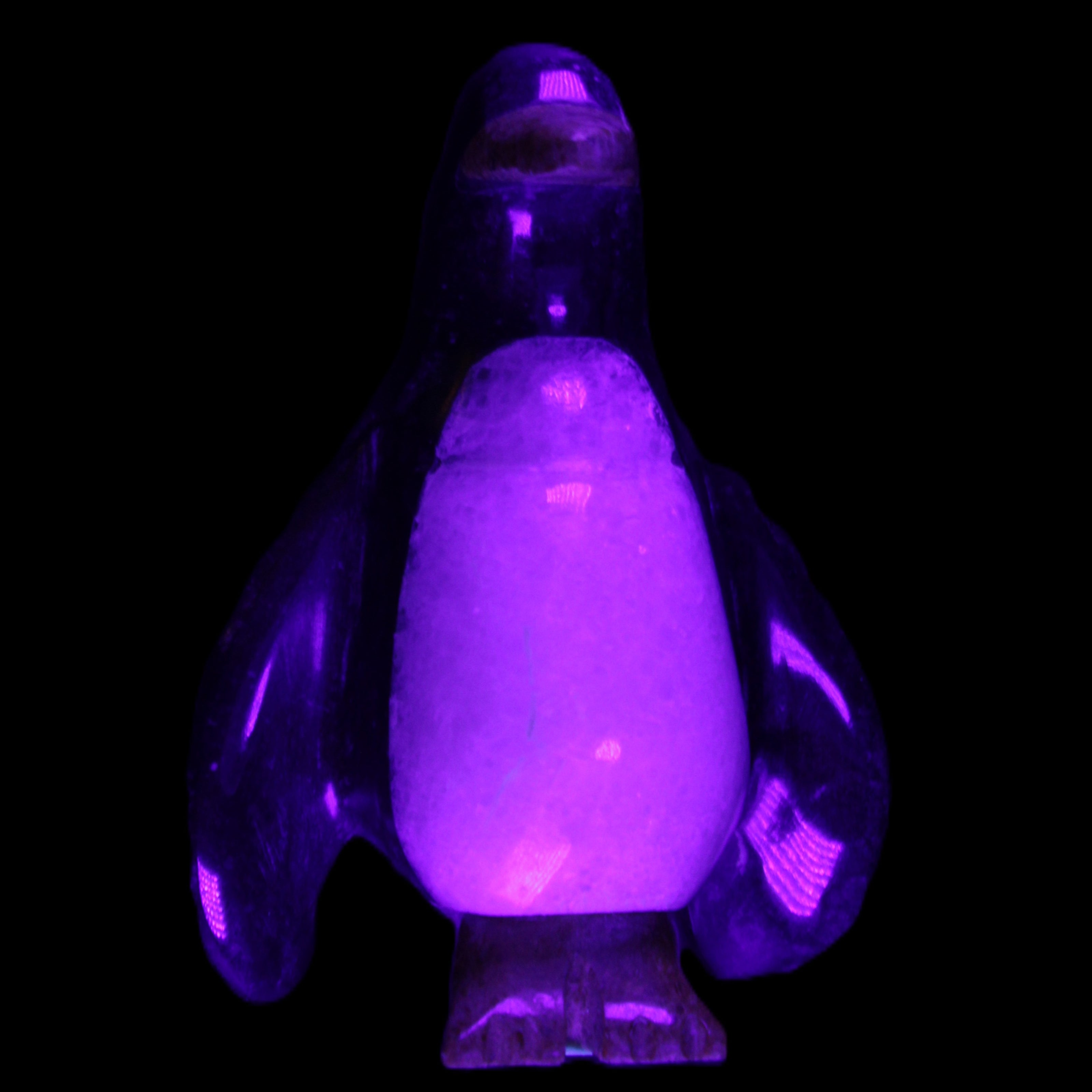 Jade and marble hand-carved Penguin 68*45*97mm 282g in UV light - Rocks and Things Store
