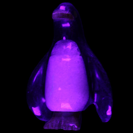 Jade and marble hand-carved Penguin 68*45*97mm 282g in UV light - Rocks and Things Store