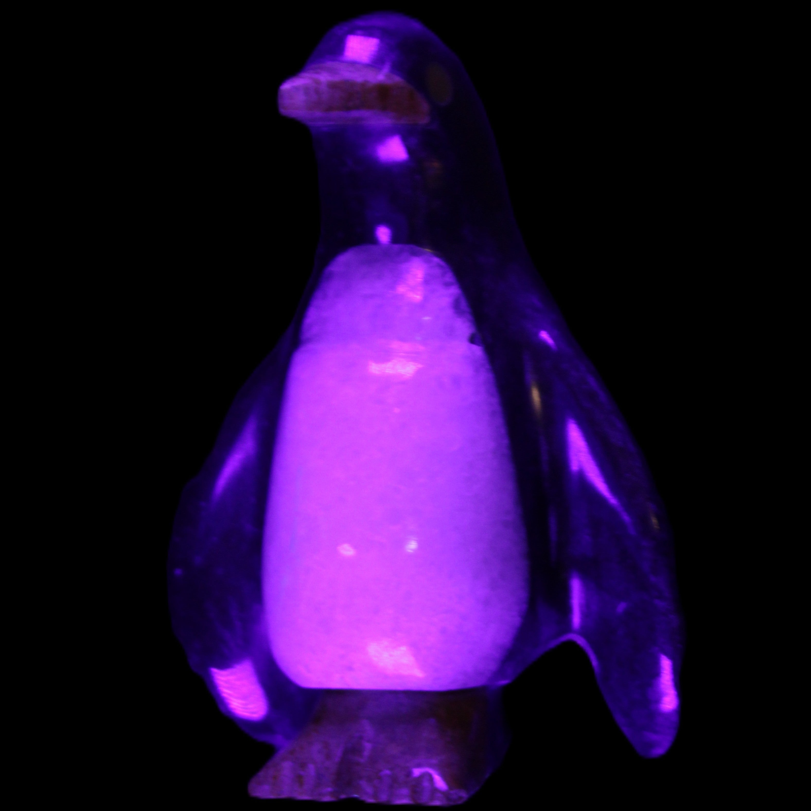 Jade and marble hand-carved Penguin 68*45*97mm 282g in UV light - Rocks and Things Store