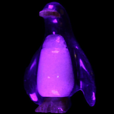 Jade and marble hand-carved Penguin 68*45*97mm 282g in UV light - Rocks and Things Store