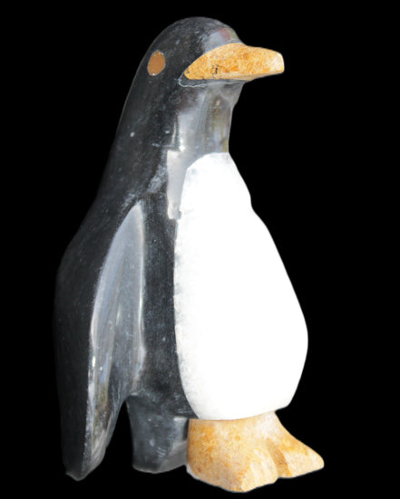 Jade and marble hand-carved Penguin 68*45*97mm 282g in sunlight - Rocks and Things Store