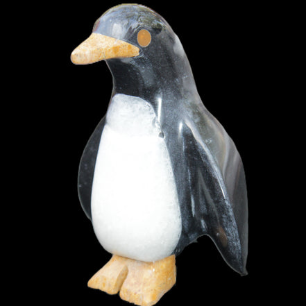 Jade and marble hand-carved Penguin 68*45*97mm 282g in sunlight - Rocks and Things Store