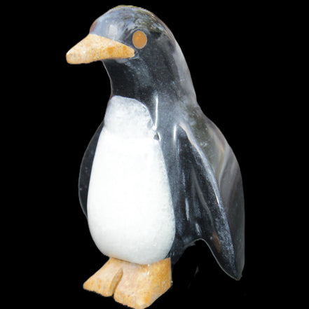 Jade and marble hand-carved Penguin 68*45*97mm 282g in sunlight - Rocks and Things Store