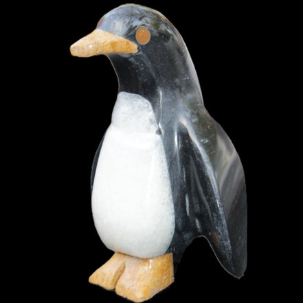 Jade and marble hand-carved Penguin 68*45*97mm 282g in sunlight - Rocks and Things Store