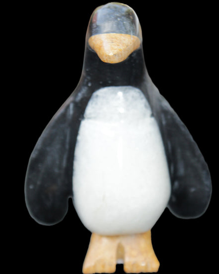 Jade and marble hand-carved Penguin 68*45*97mm 282g in sunlight - Rocks and Things Store