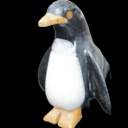 Jade and marble hand-carved Penguin 68*45*97mm 282g in sunlight - Rocks and Things Store