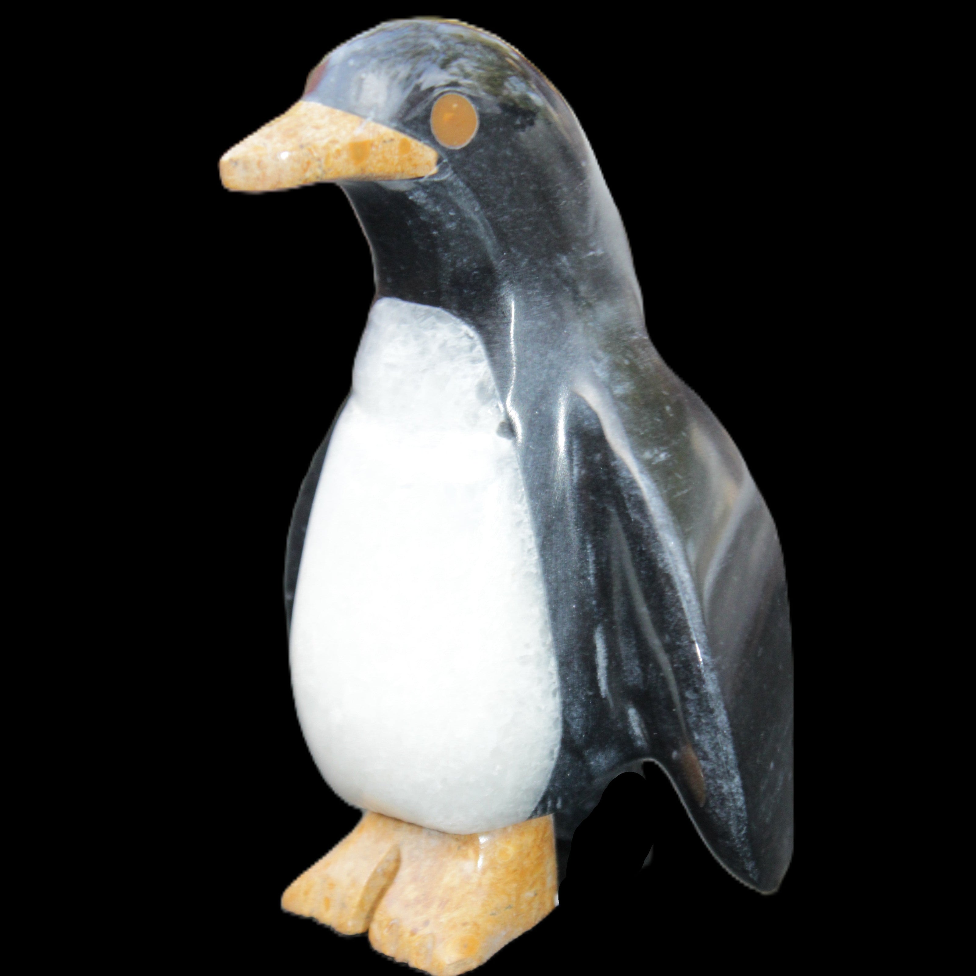 Jade and marble hand-carved Penguin 68*45*97mm 282g in sunlight - Rocks and Things Store